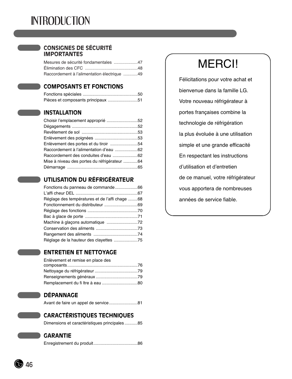 Merci | LG LMX25981** User Manual | Page 46 / 132