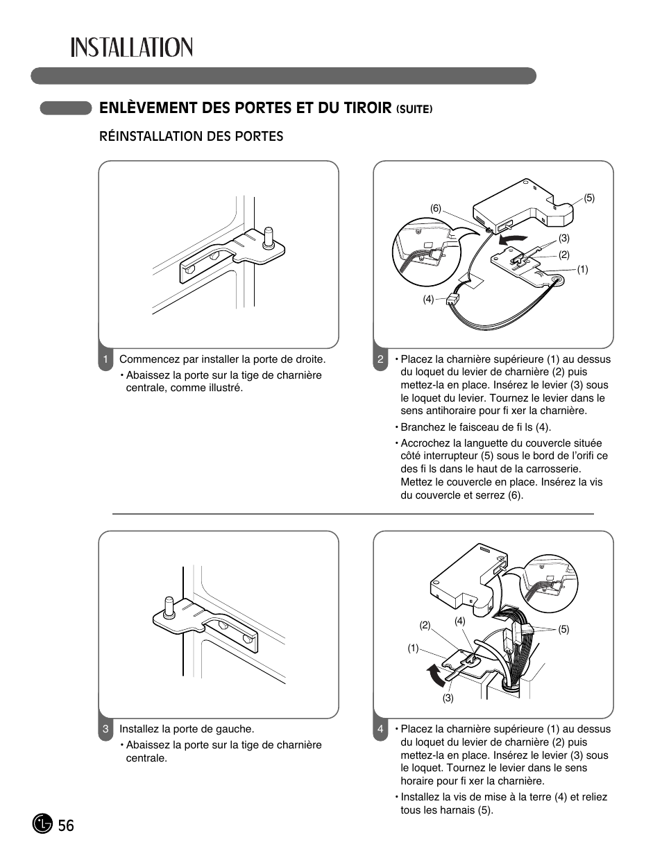 56 enlèvement des portes et du tiroir | LG LMX25981** User Manual | Page 56 / 132