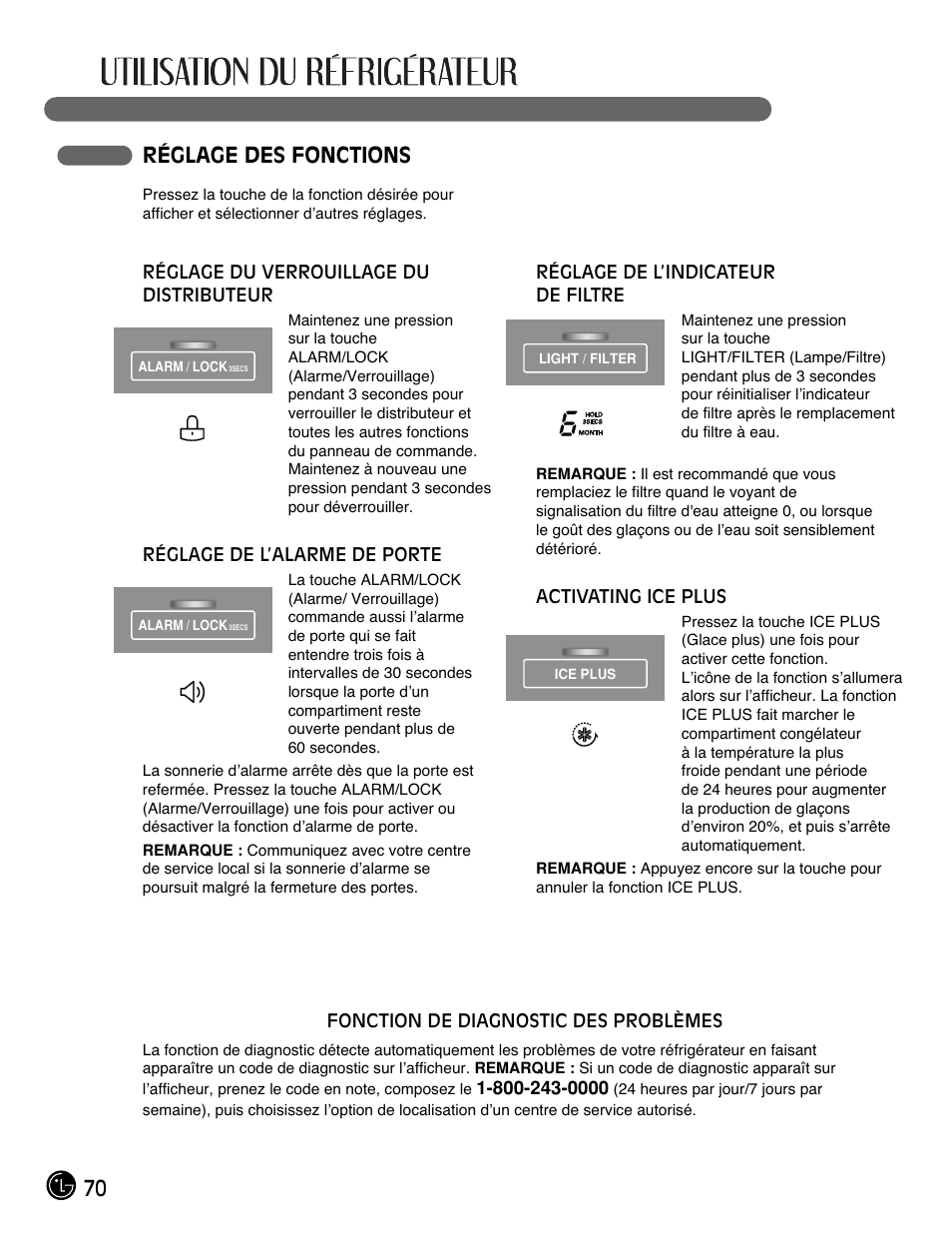 70 réglage des fonctions | LG LMX25981** User Manual | Page 70 / 132