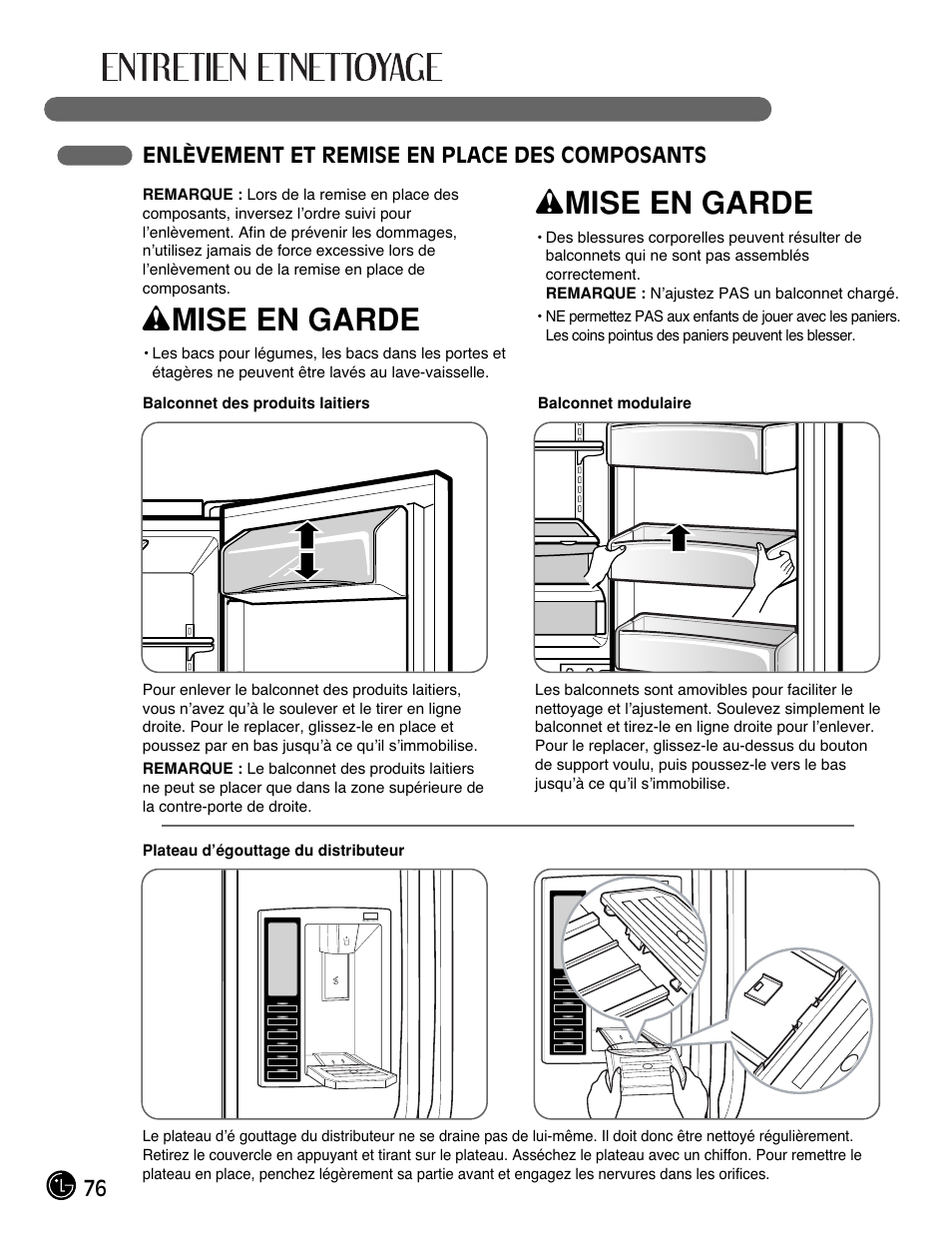 Wmise en garde | LG LMX25981** User Manual | Page 76 / 132