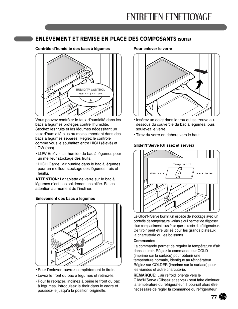 77 enlèvement et remise en place des composants | LG LMX25981** User Manual | Page 77 / 132