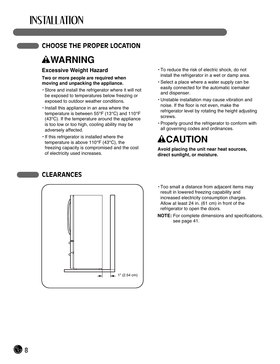 Wwarning, Wcaution | LG LMX25981** User Manual | Page 8 / 132