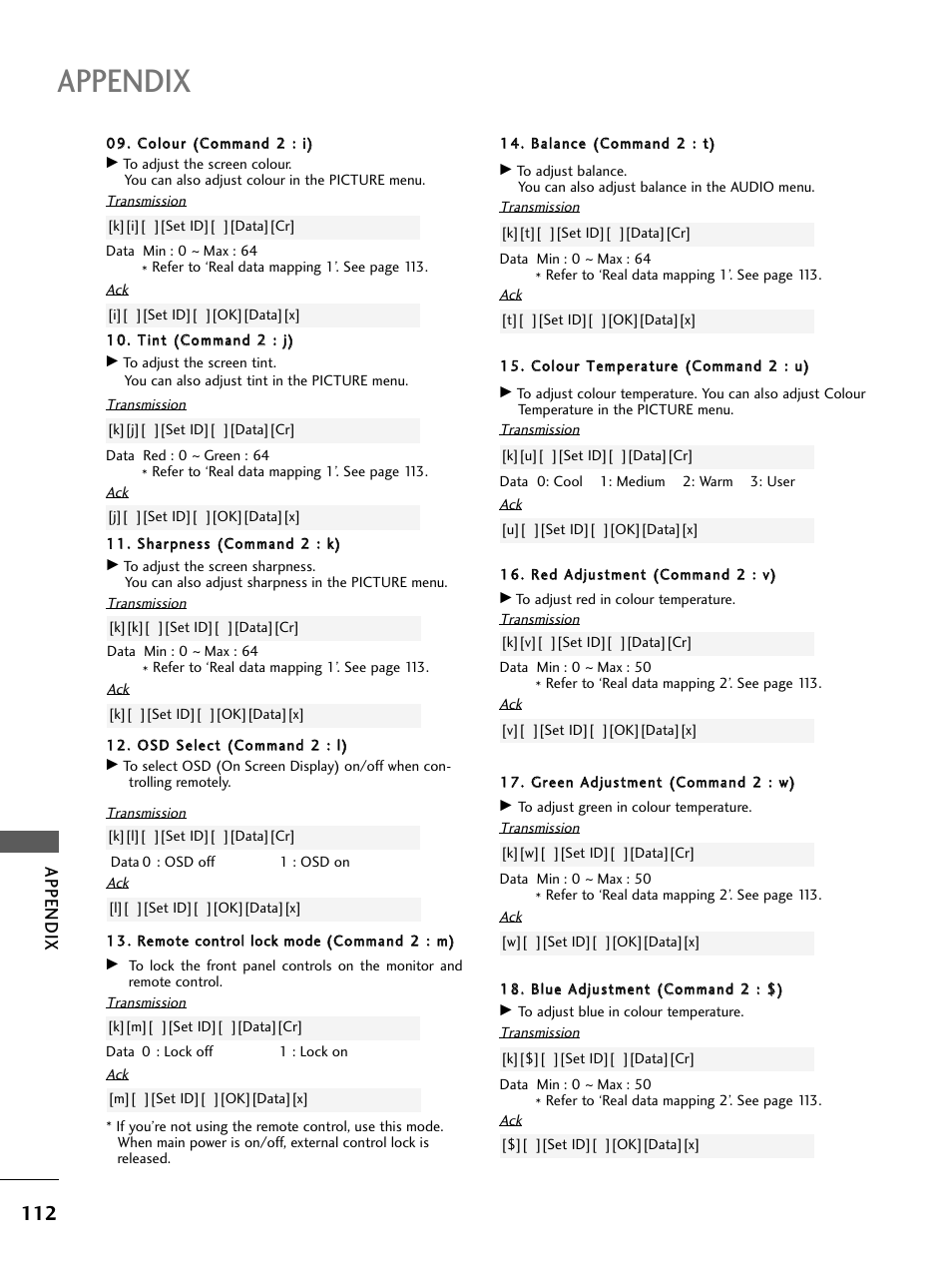Appendix | LG 26LC4* User Manual | Page 114 / 120