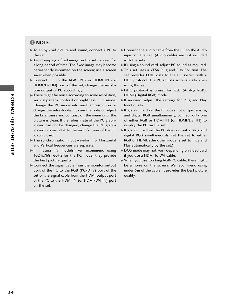 External eq uipment setup | LG 26LC4* User Manual | Page 36 / 120