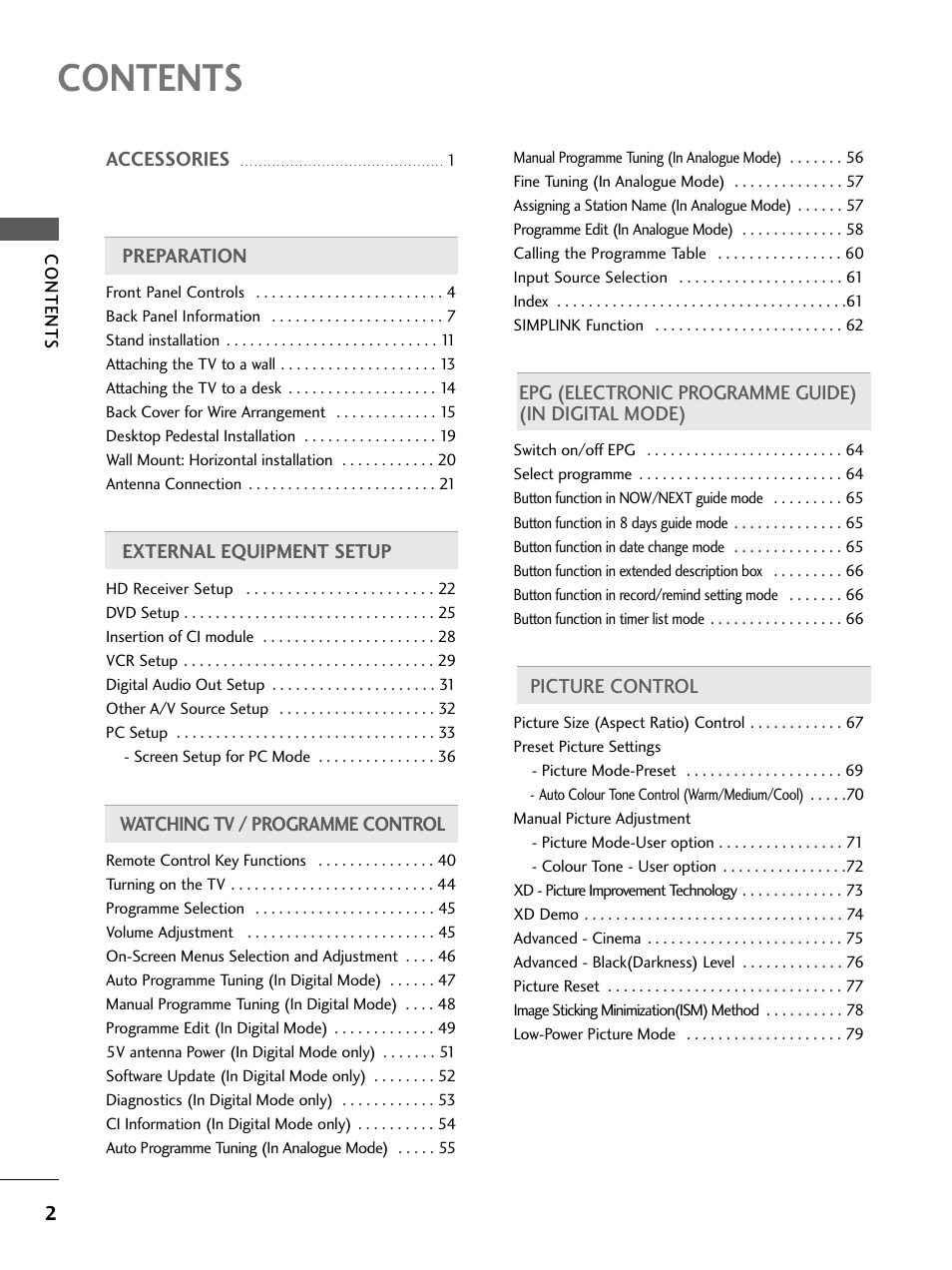 LG 26LC4* User Manual | Page 4 / 120