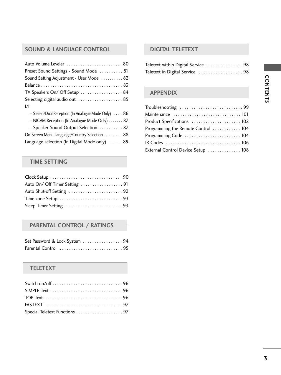 LG 26LC4* User Manual | Page 5 / 120