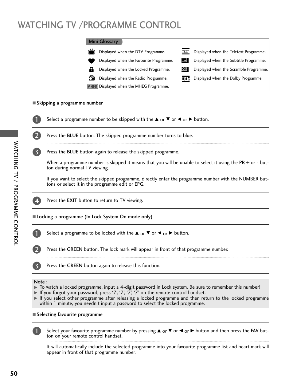 Watching tv /programme control | LG 26LC4* User Manual | Page 52 / 120