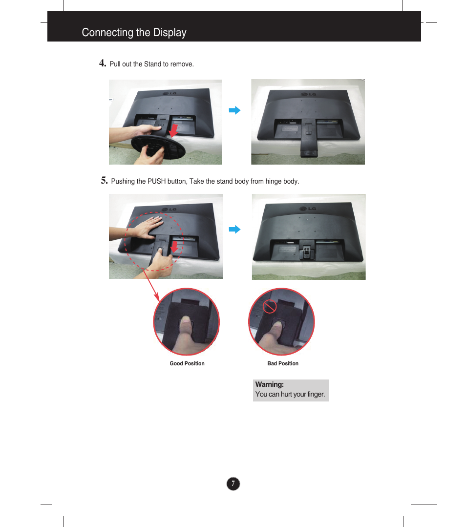 Connecting the display | LG E1910S User Manual | Page 8 / 35