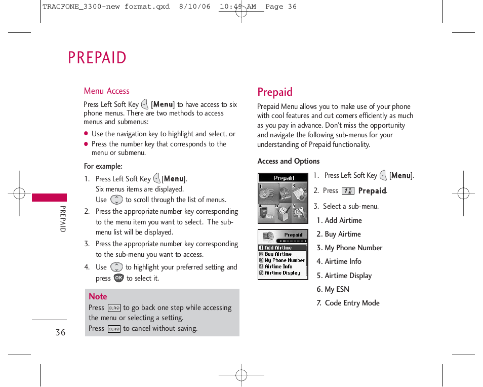 Prepaid | LG 3280 User Manual | Page 36 / 94