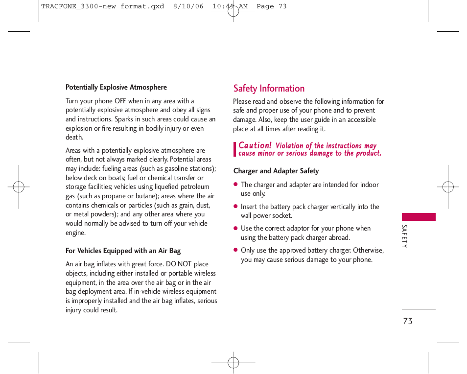 Safety information | LG 3280 User Manual | Page 73 / 94