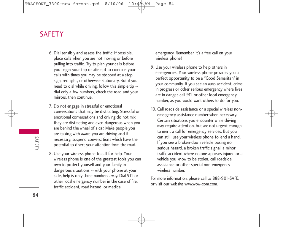 Safety | LG 3280 User Manual | Page 84 / 94