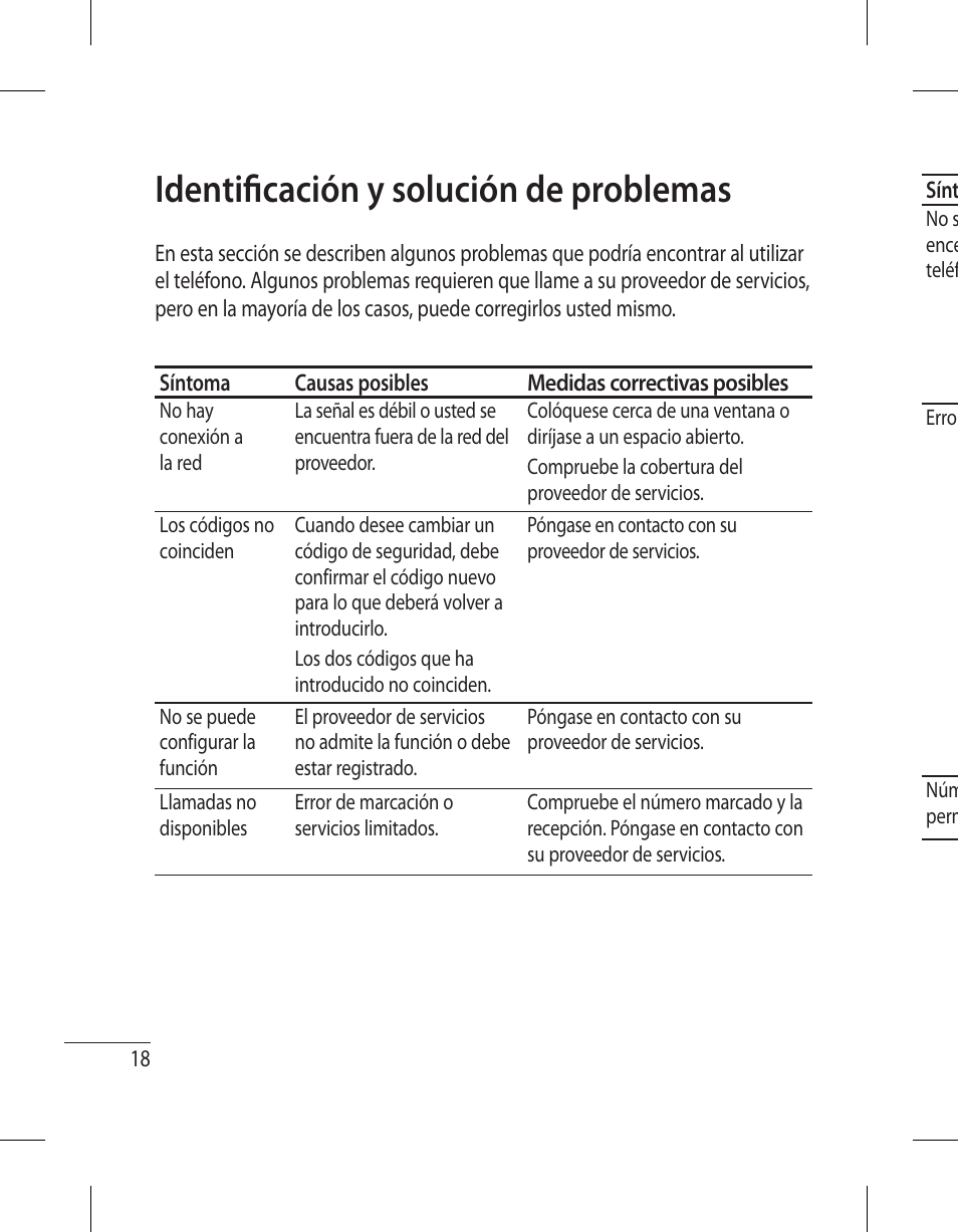 Identifi cación y solución de problemas | LG 500G User Manual | Page 58 / 98