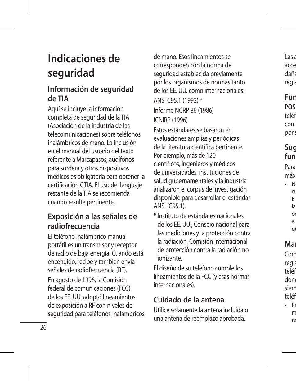 Indicaciones de seguridad | LG 500G User Manual | Page 66 / 98