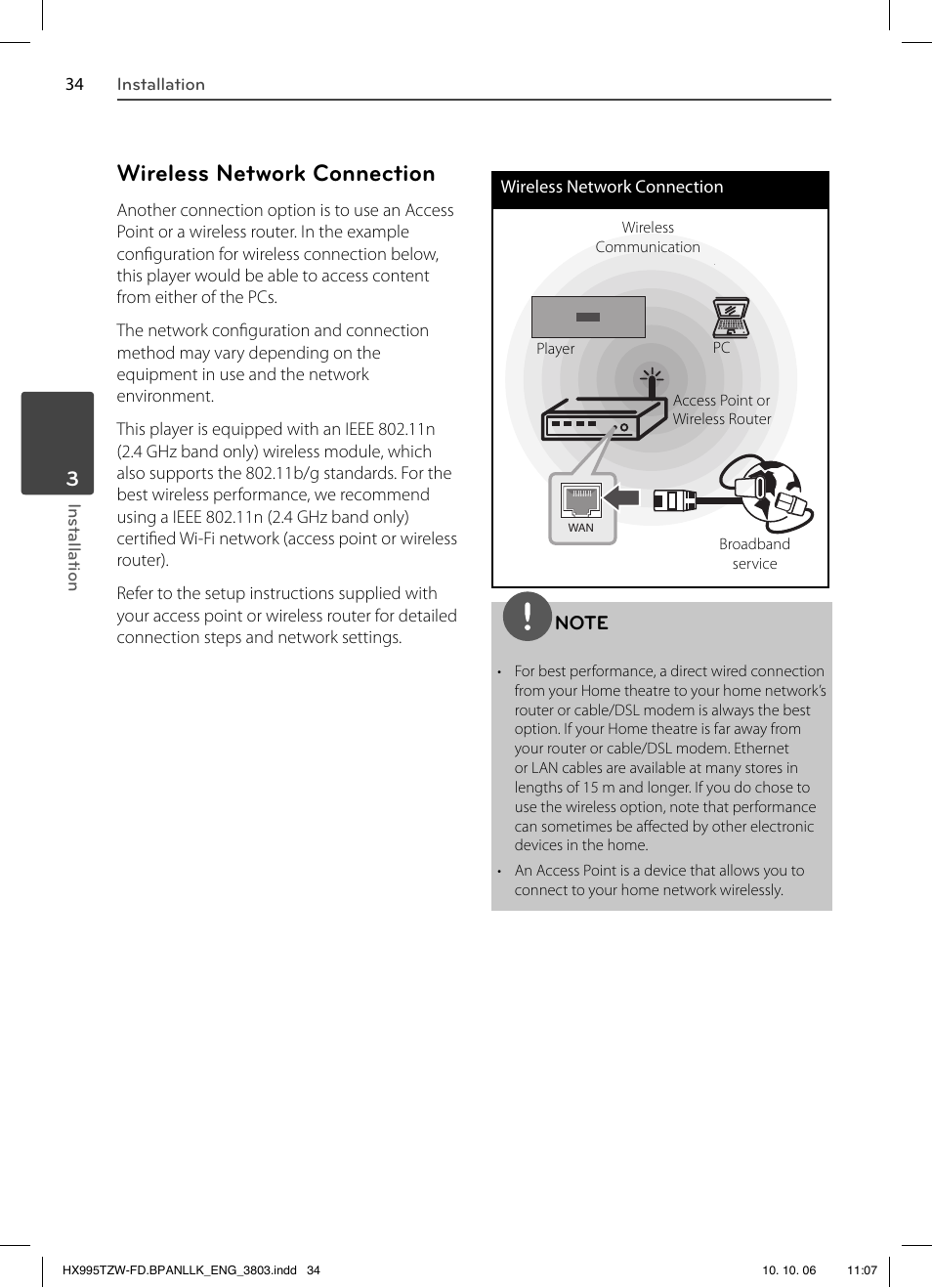 Wireless network connection | LG HX995TZW User Manual | Page 34 / 98