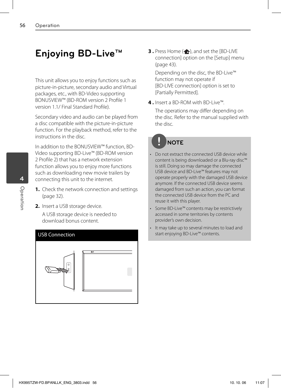 Enjoying bd-live | LG HX995TZW User Manual | Page 56 / 98