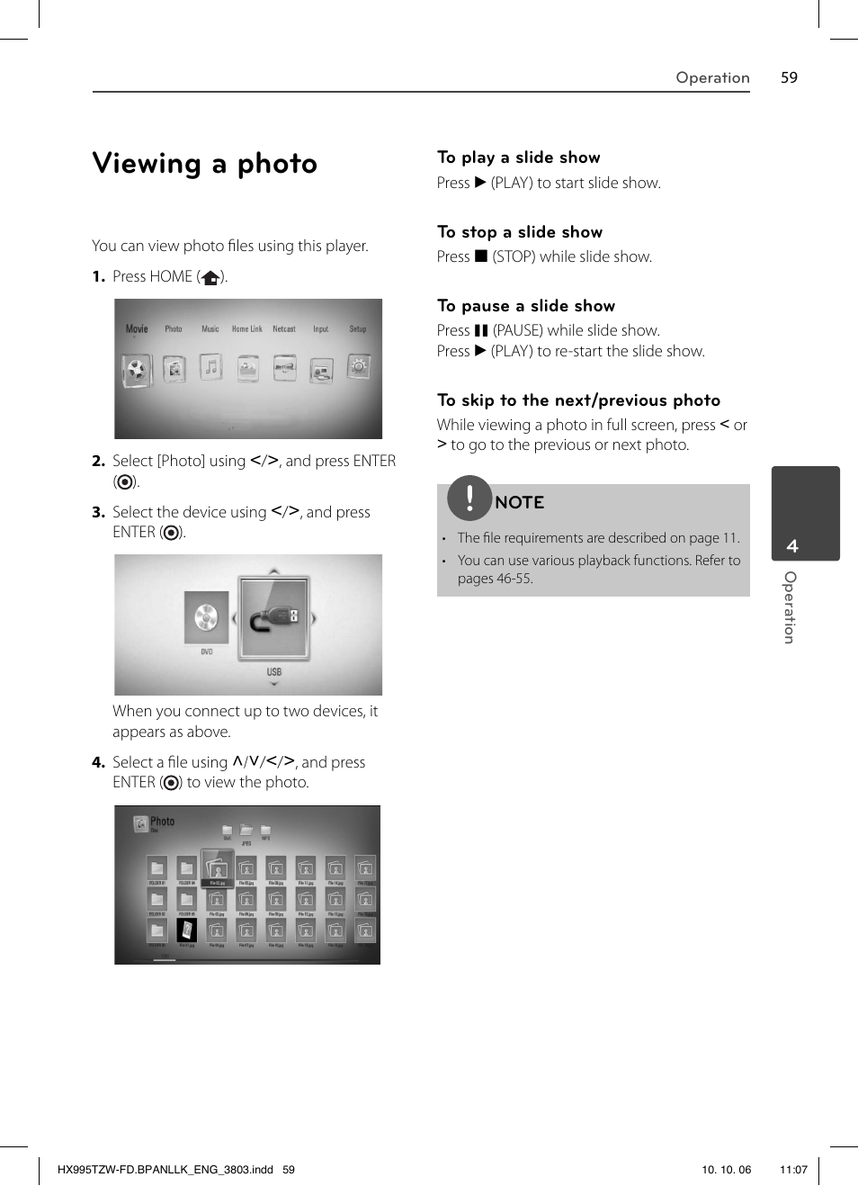 Viewing a photo | LG HX995TZW User Manual | Page 59 / 98