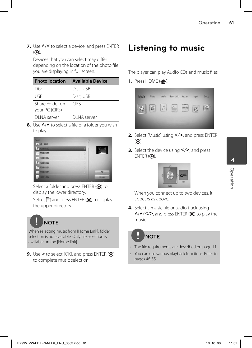 Listening to music | LG HX995TZW User Manual | Page 61 / 98