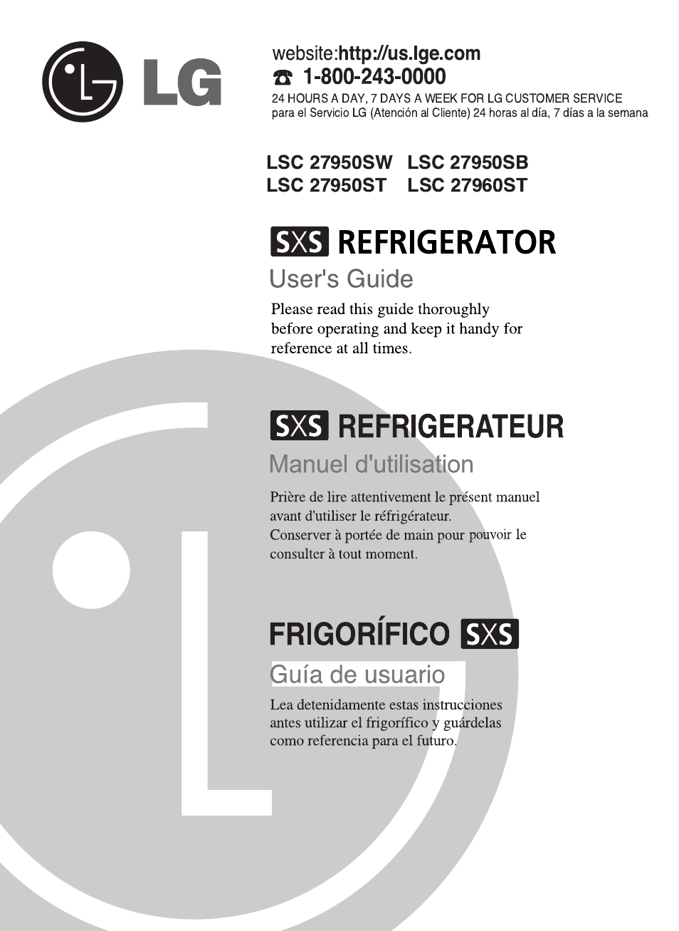 LG LSC 27950SB User Manual | 92 pages