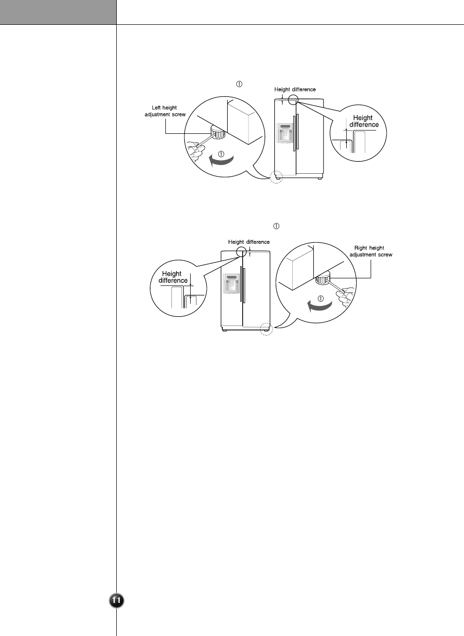 Height adjustment, Installation | LG LSC 27950SB User Manual | Page 11 / 92