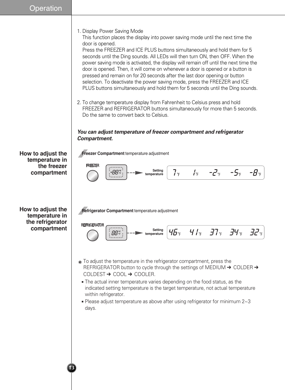 Operation | LG LSC 27950SB User Manual | Page 13 / 92