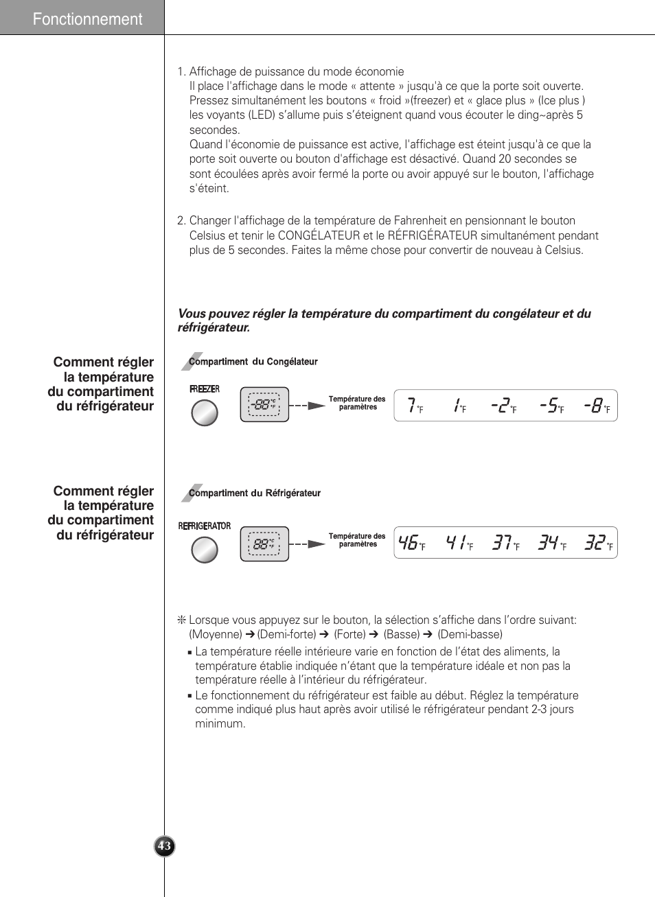 Fonctionnement | LG LSC 27950SB User Manual | Page 43 / 92