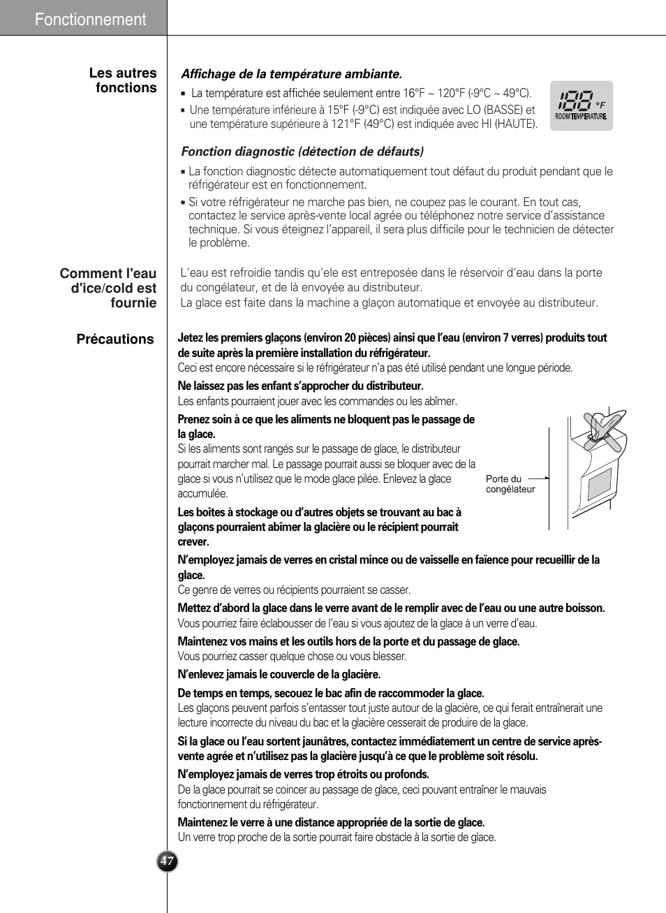 Fonctionnement | LG LSC 27950SB User Manual | Page 47 / 92