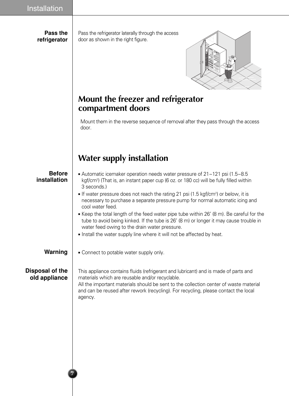 Installation | LG LSC 27950SB User Manual | Page 7 / 92