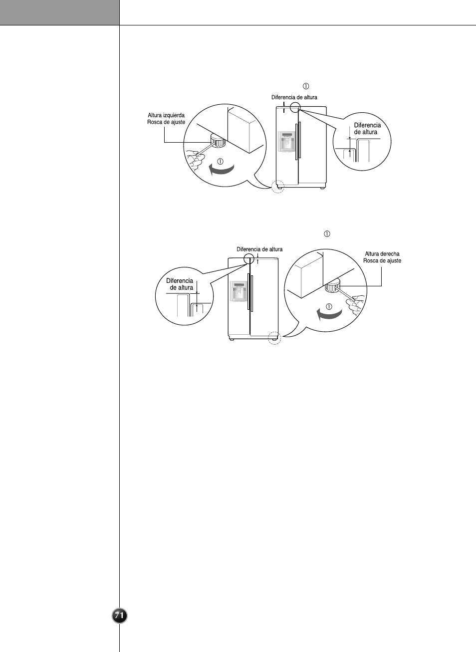 Ajuste de altura, Instalación | LG LSC 27950SB User Manual | Page 71 / 92