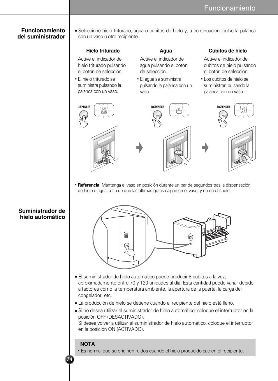 Funcionamiento | LG LSC 27950SB User Manual | Page 74 / 92