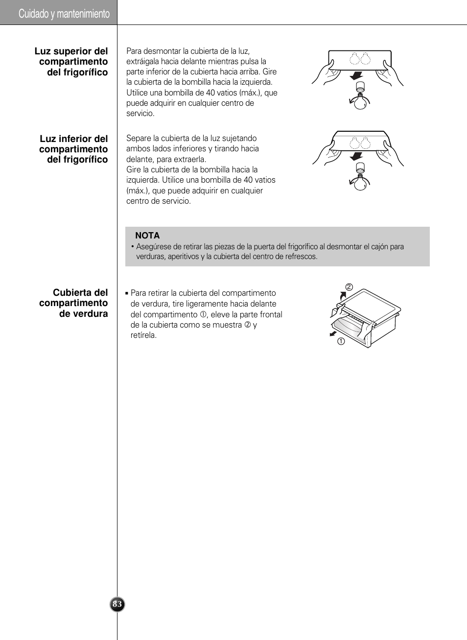 Cuidado y mantenimiento | LG LSC 27950SB User Manual | Page 83 / 92