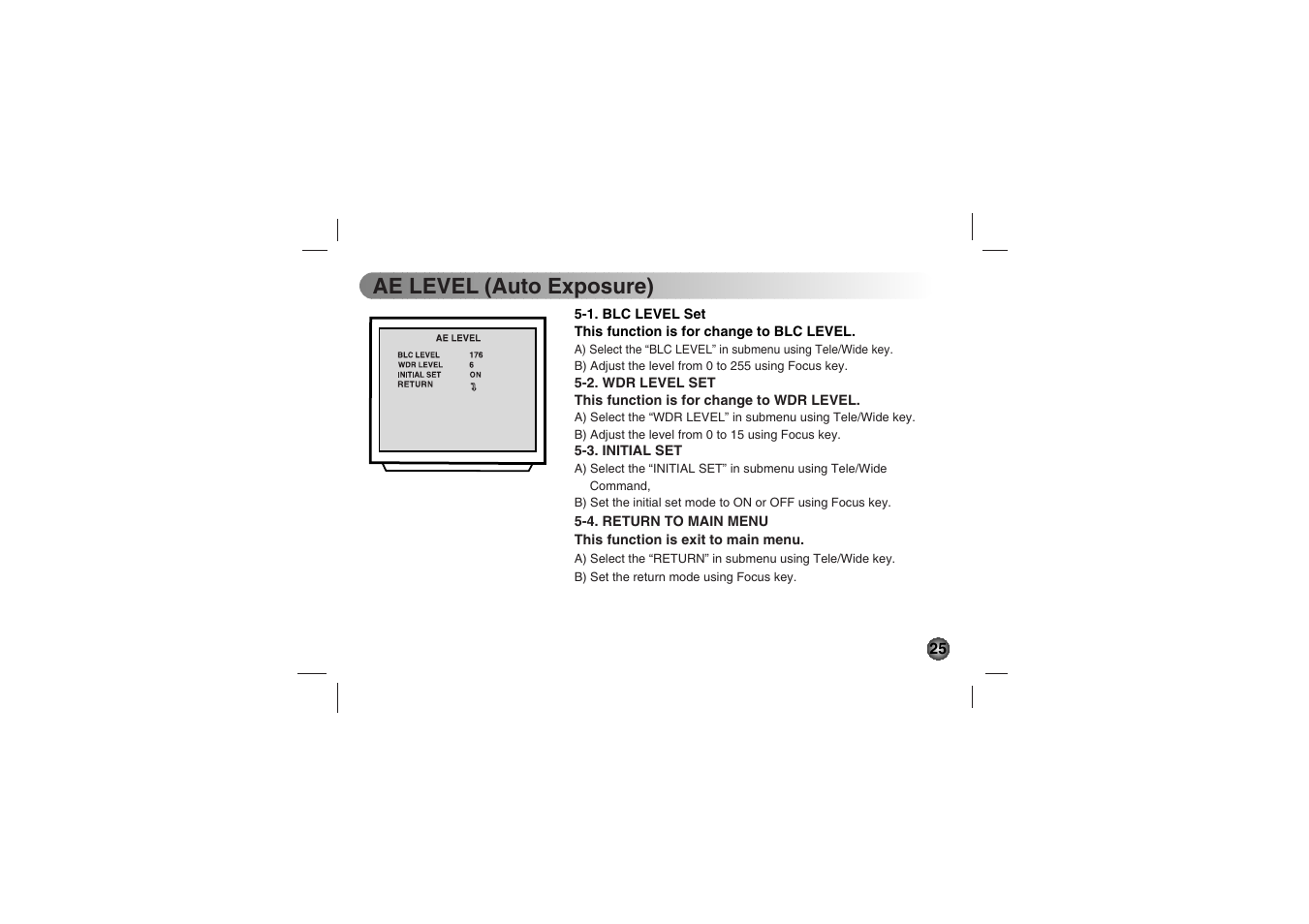 Ae level (auto exposure) | LG LVC-C530 User Manual | Page 25 / 72