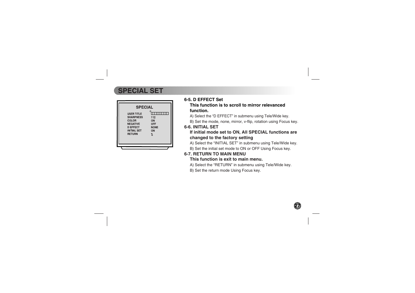 Special set | LG LVC-C530 User Manual | Page 27 / 72