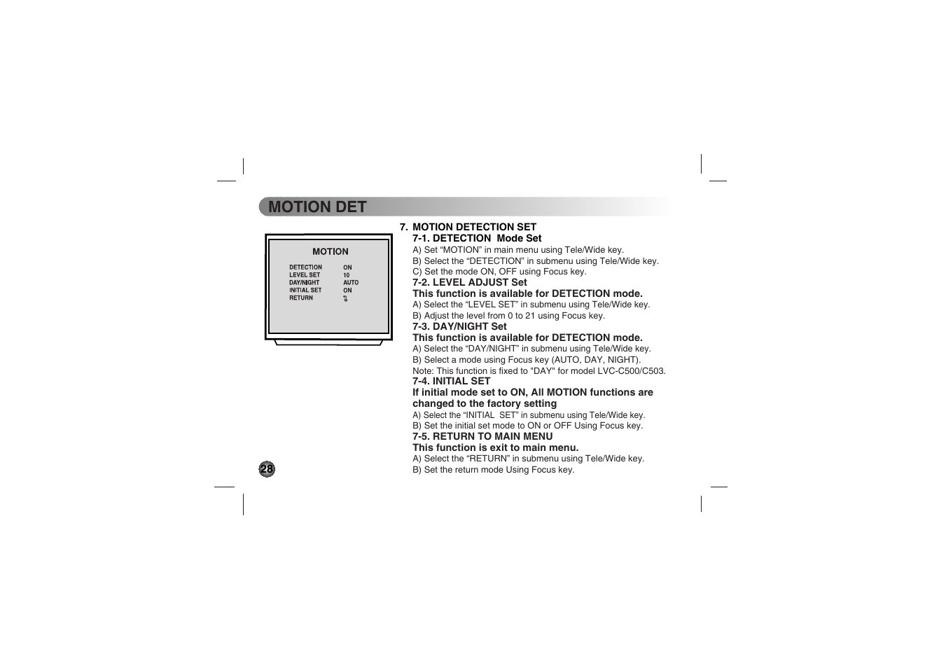 Motion det | LG LVC-C530 User Manual | Page 28 / 72