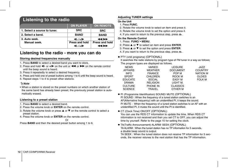 Listening to the radio, Listening to the radio - more you can do | LG MFL63287304 User Manual | Page 12 / 16