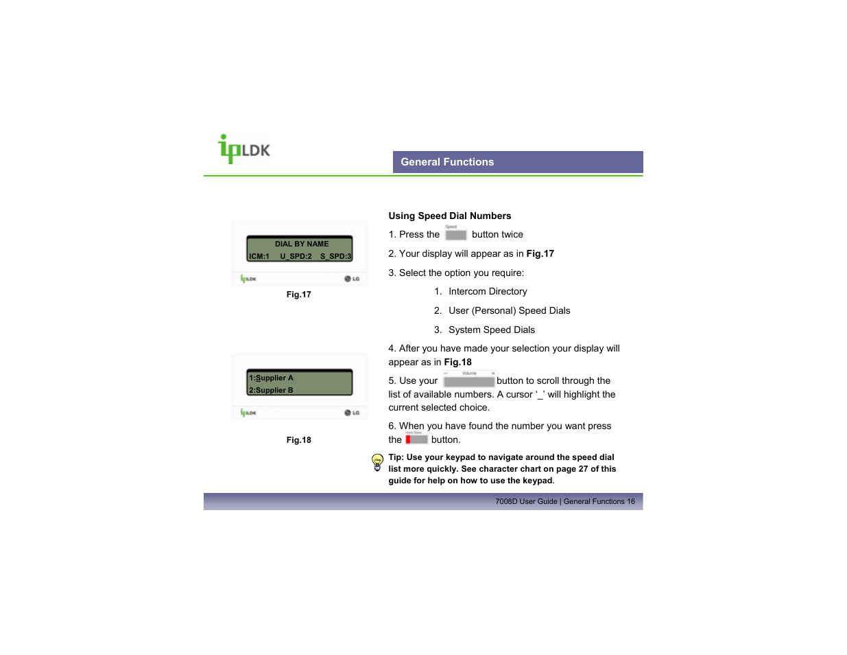 General functions | LG LDP7008D User Manual | Page 17 / 62