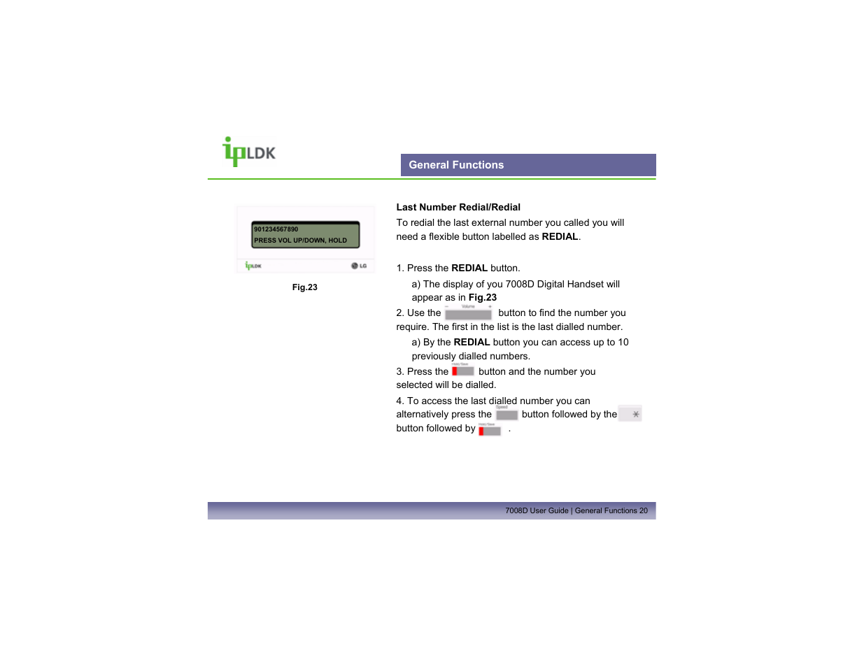General functions | LG LDP7008D User Manual | Page 21 / 62