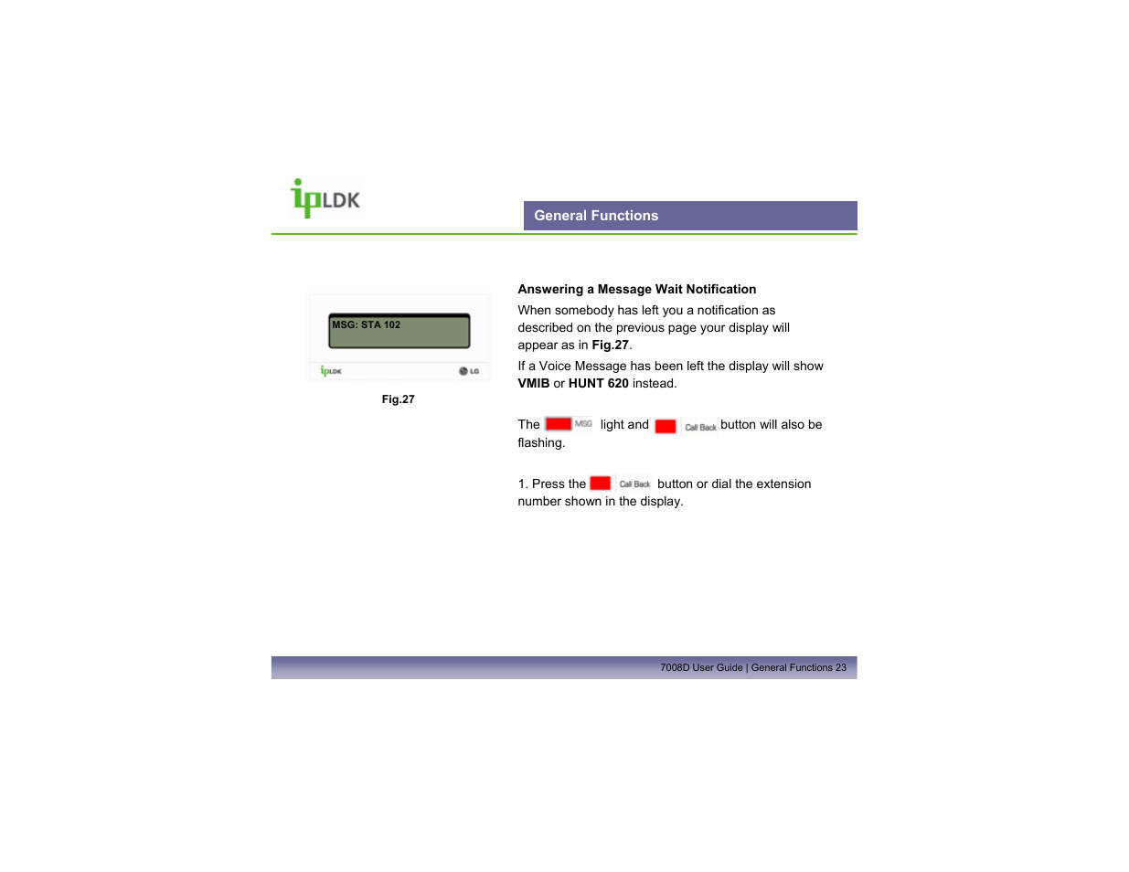 General functions | LG LDP7008D User Manual | Page 24 / 62