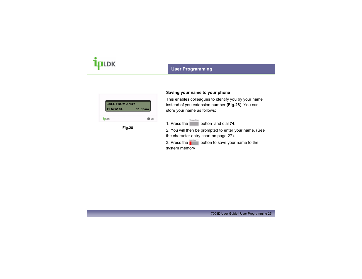 User programming | LG LDP7008D User Manual | Page 26 / 62
