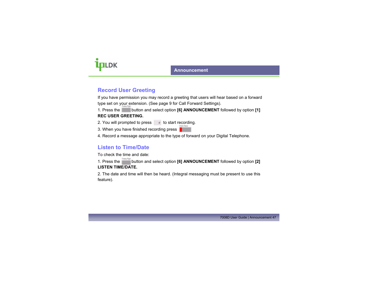 Announcement | LG LDP7008D User Manual | Page 48 / 62