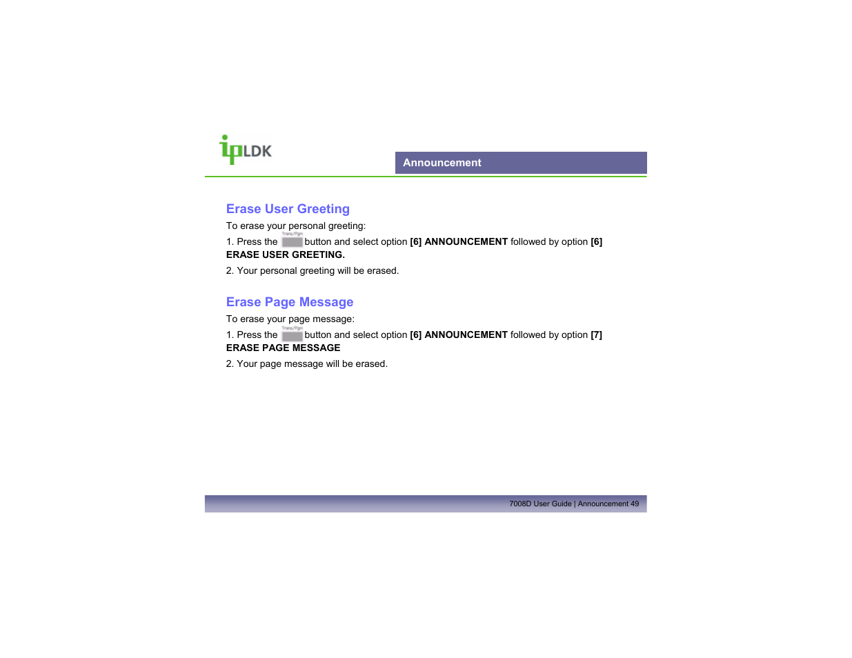 Announcement | LG LDP7008D User Manual | Page 50 / 62