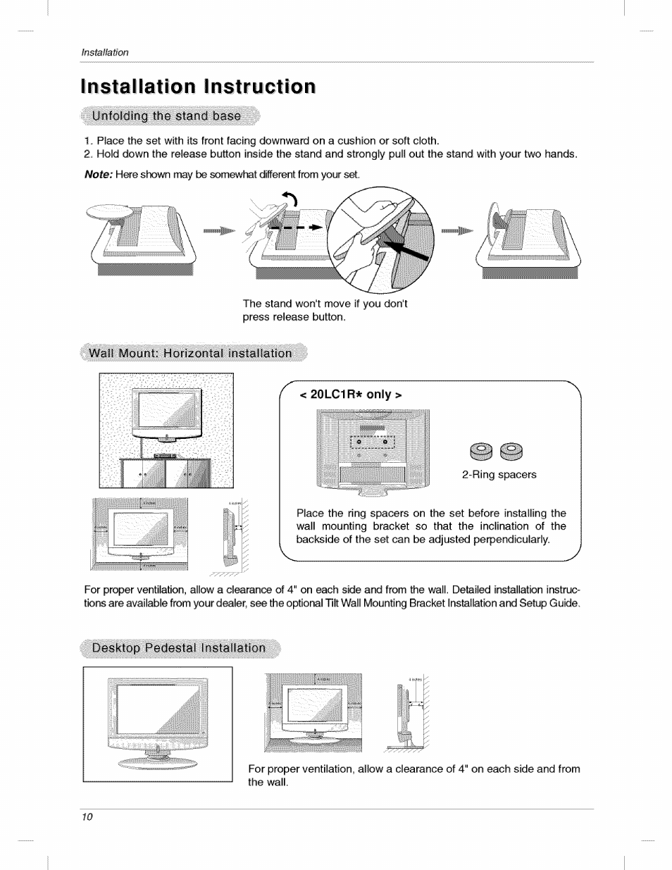 Installation instruction | LG 200LC1R User Manual | Page 10 / 36