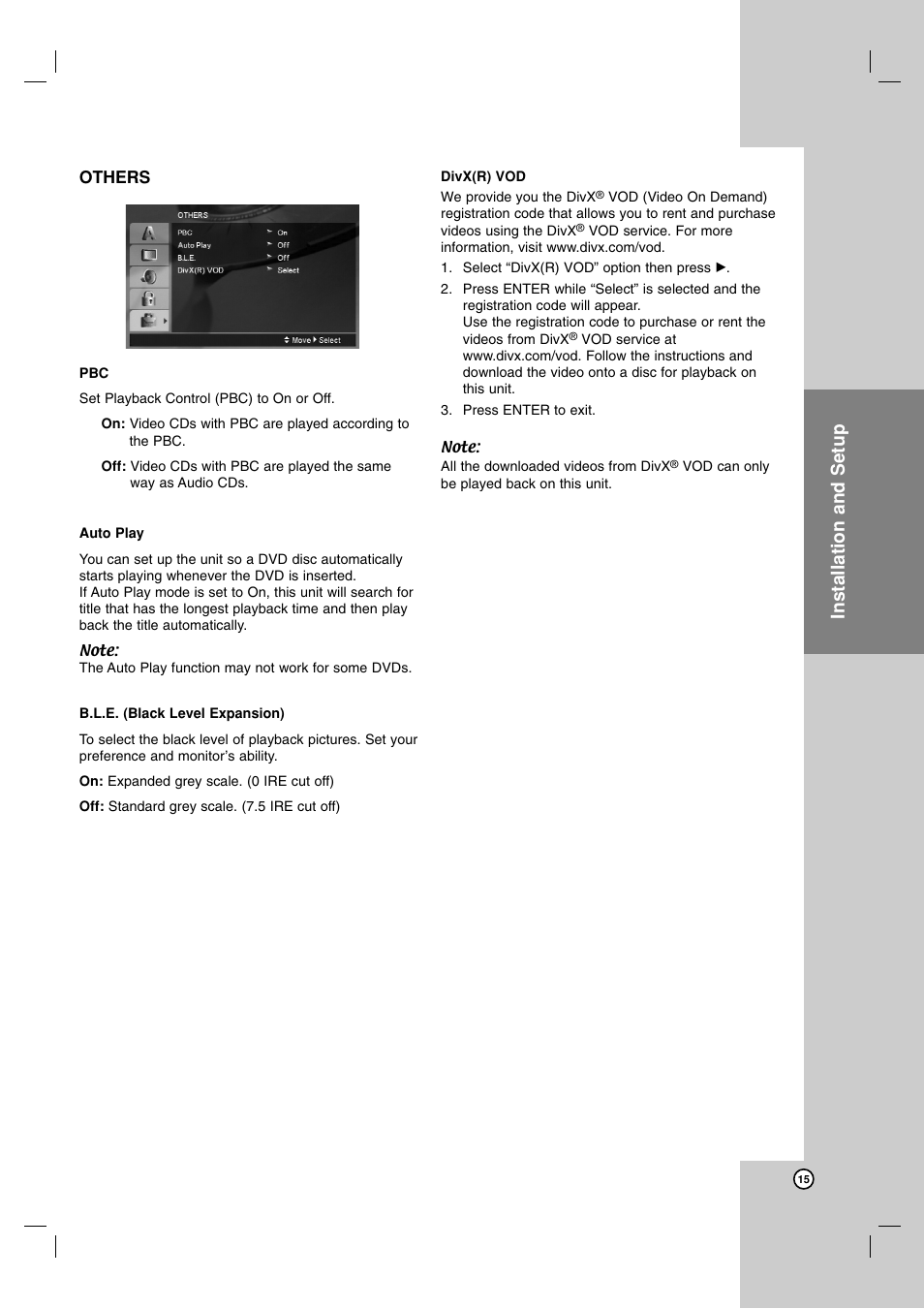 Installation and setup | LG DN191H User Manual | Page 15 / 27