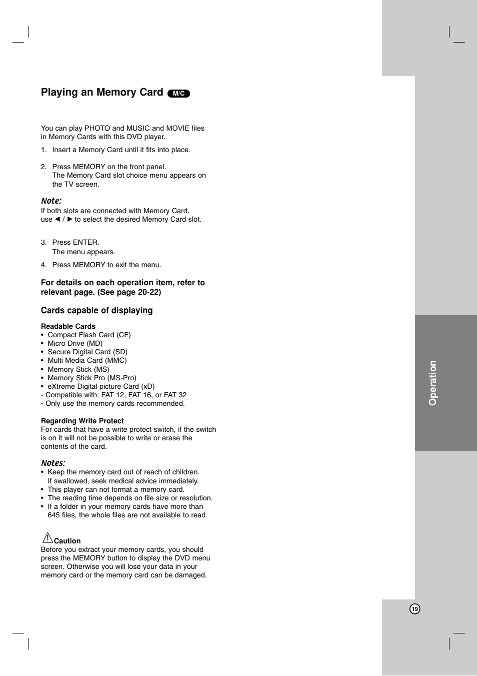 Operation | LG DN191H User Manual | Page 19 / 27