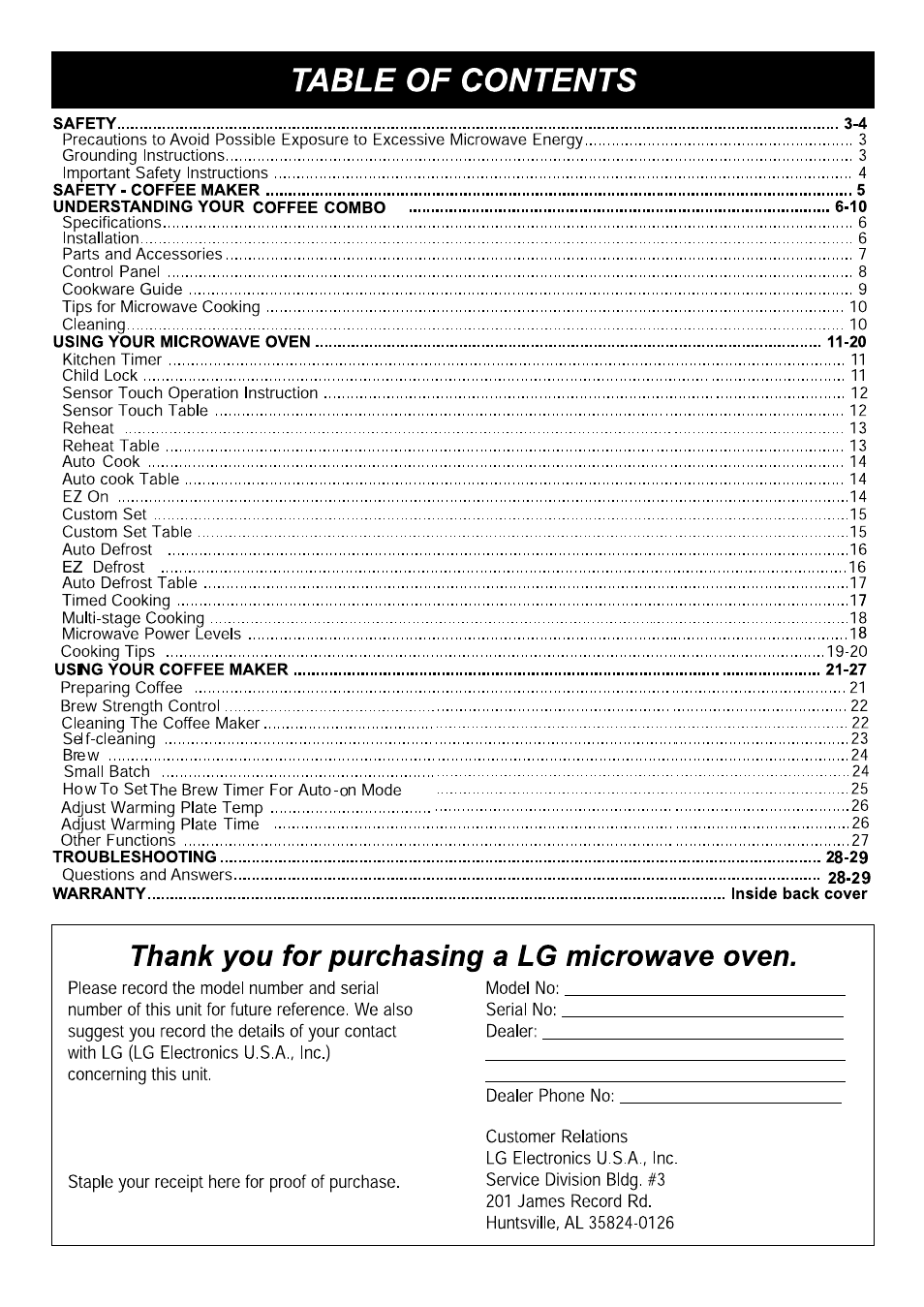 LG LCRM1240SW User Manual | Page 2 / 31