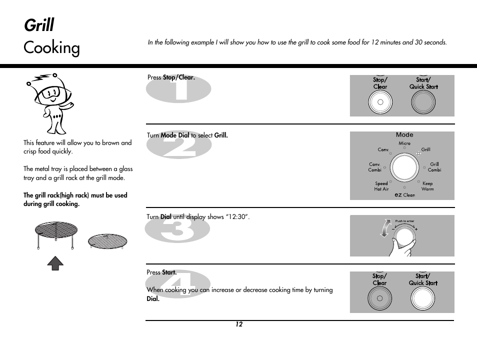 Grill cooking | LG MC8486NL User Manual | Page 12 / 52