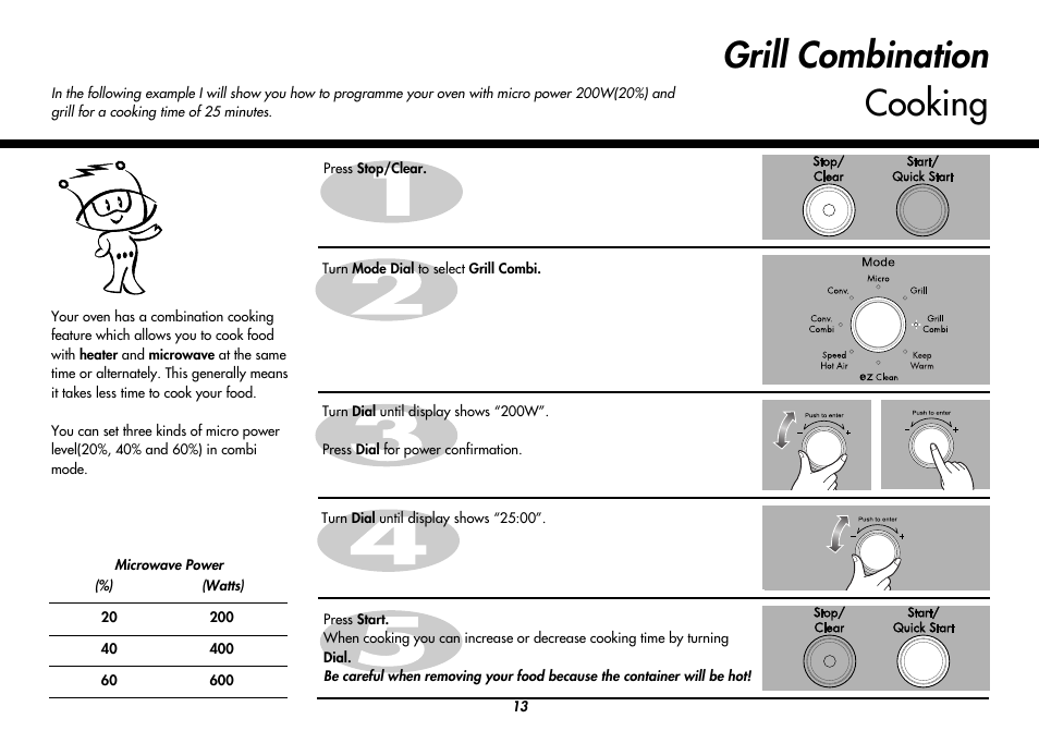 Grill combination cooking | LG MC8486NL User Manual | Page 13 / 52