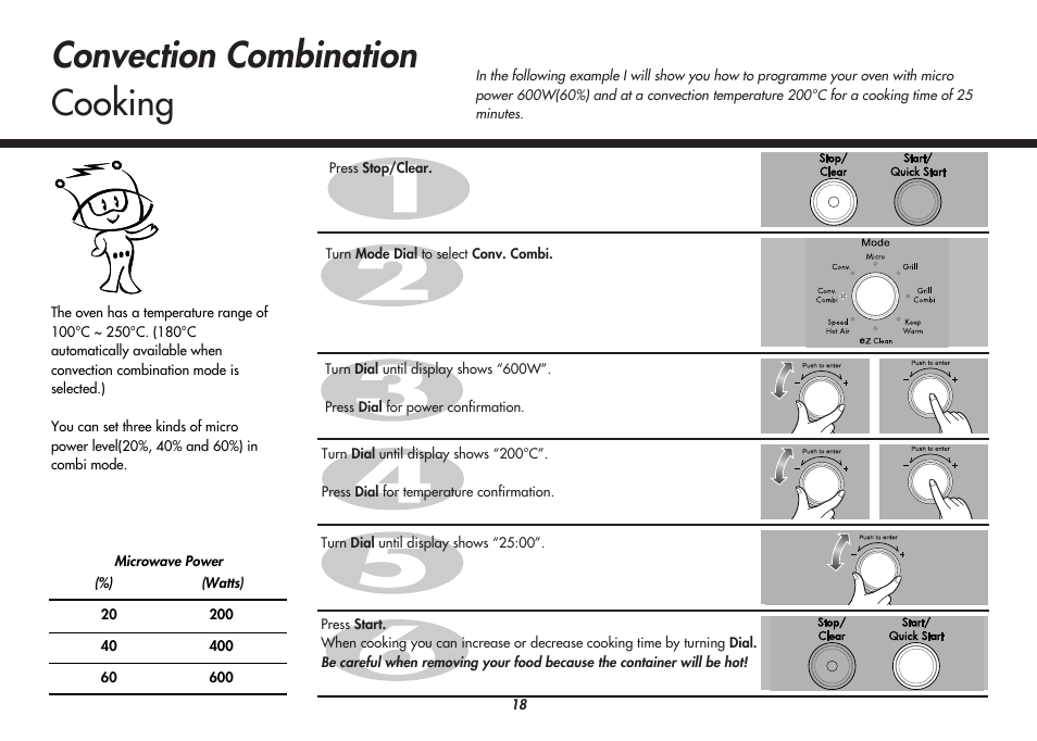 Convection combination cooking | LG MC8486NL User Manual | Page 18 / 52