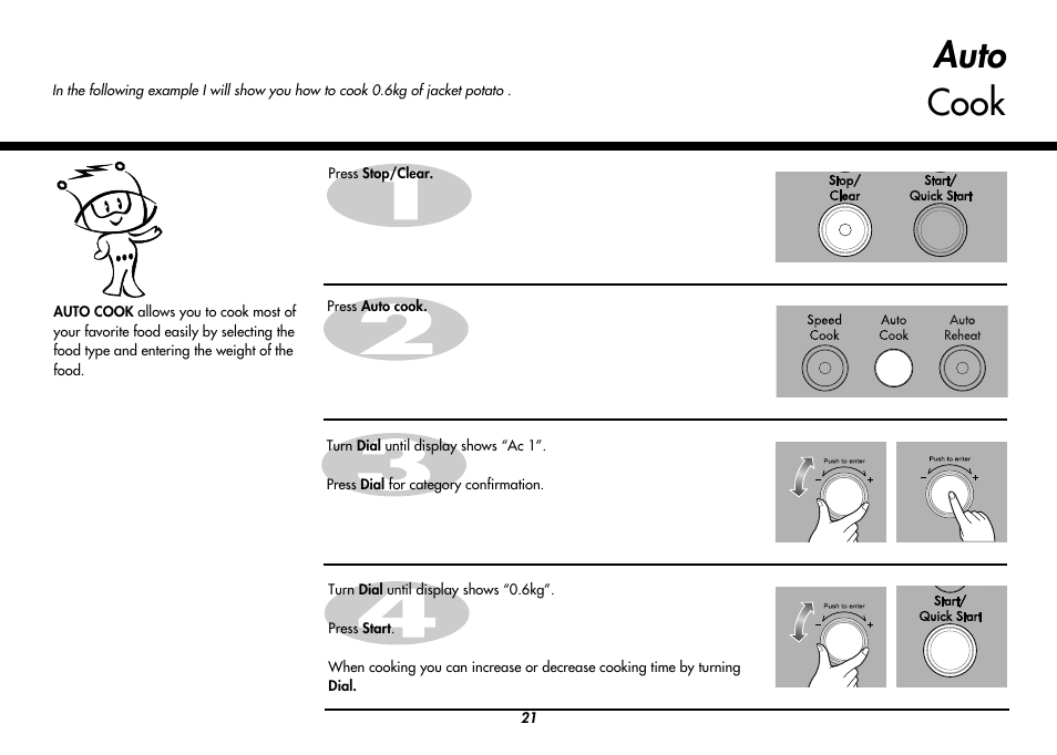 Auto cook | LG MC8486NL User Manual | Page 21 / 52