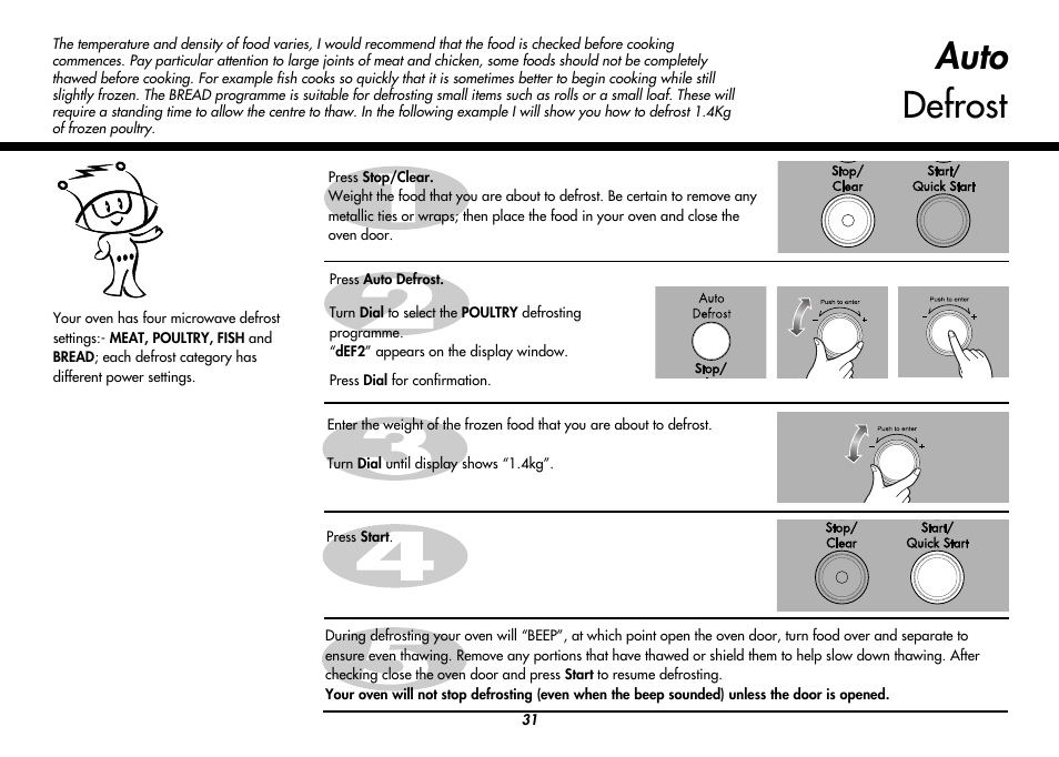 Auto defrost | LG MC8486NL User Manual | Page 31 / 52