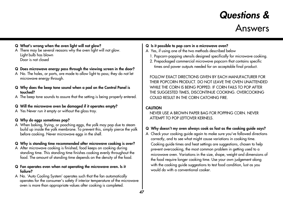 Questions & answers | LG MC8486NL User Manual | Page 47 / 52